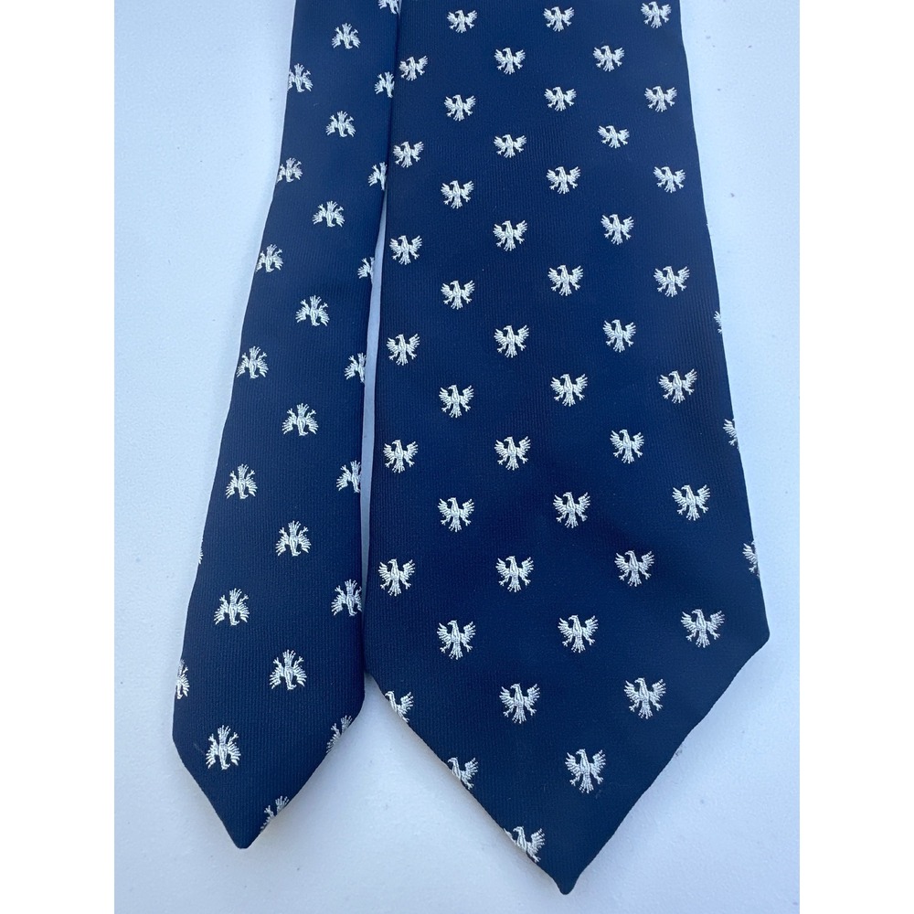 Resilio Vintage Navy Blue Eagle Crest Silk Tie May Co Mens Store Heraldic Eagle